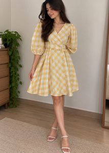 Chic Gingham Wrap Dress