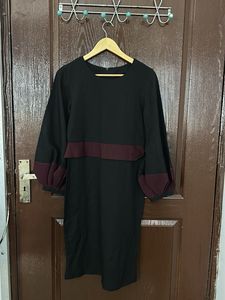 Black Dress with Maroon Accents