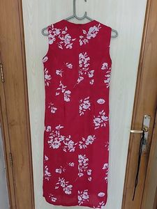 Chic Floral Print Red Dress
