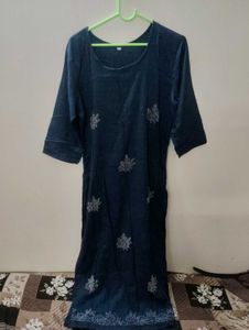 Embroidered Navy Blue Kurti
