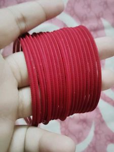 197.Vibrant Red Bangles Stack