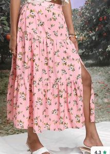 Pink Floral Tiered Skirt