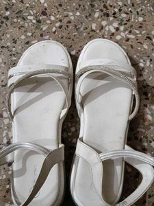 White Sparkly Flat Sandals