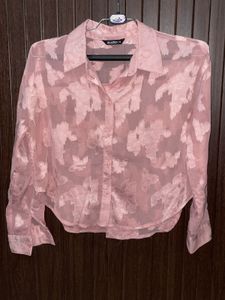 Sheer Floral Button-Upshirt&free spagatie