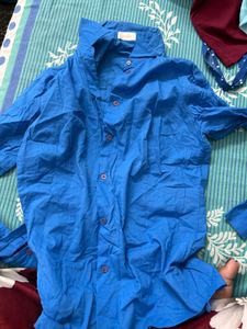 Vibrant Blue Oversized Button-Up Shirt