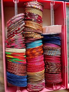 Vibrant Stack of Indian Bangles