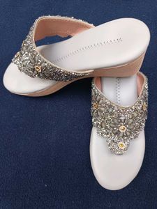Sparkly White Flip Flops
