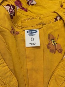 Yellow Floral Lace-Up Top