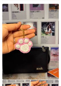 Cute Crochet Paw Print Keychain