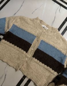 New Cozy Striped Button-Up Cardigan