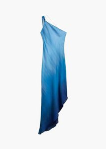 mango asymmetric trendy Blue One-Shoulder dress
