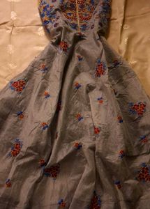 Embroidered Grey Ethnic long kurti