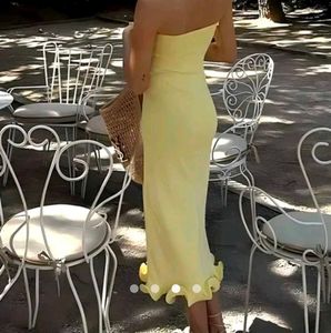 Yellow Ruffle Hem Midi Dress Which Comes In S