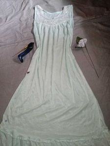 Vintage Baby Blue Nightgown with Lace Trim