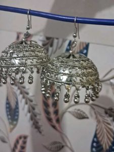 Silver Jhumka Earrings