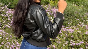 Black Faux Leather Bomber Jacket
