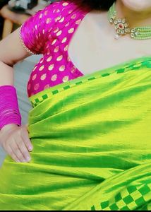 NEON GREEN COLOUR SAREE FOR WOMEN