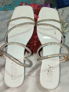 Women's White Rhinestone Sandals