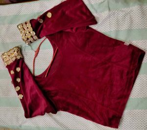 Maroon Velvet Blouse