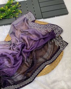 Stunning Ombre Purple Embellished Saree