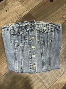 Blue Denim Tube Top - Trendy Style