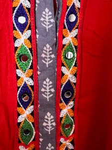 Orange Kurta with Mirror Work