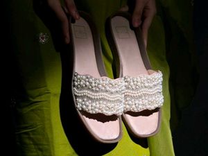 Embellished Pearl Slides: Hvnly by shoetopia