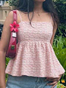 Cute Pink Peplum Tank Top
