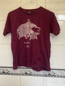 Maroon Elephant Print T-Shirt
