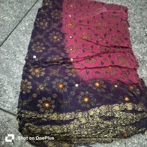 Embroidered Purple &amp; Pink Saree buy 1 get