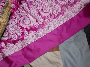 Pink Net Saree