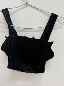 Black Cat Velvet Bralette Top