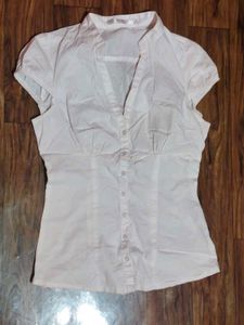 Chic White Short Sleeve Button-Up Blouse