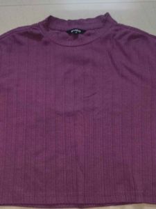 Purple Ribbed Crop Top