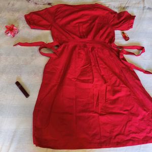 Cherry Red  Dress Soft Cotton Flowy &amp; Feminine