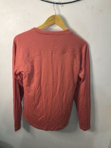 Women's Coral V-Neck Long Sleeve Top