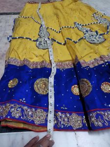 Elegant Yellow &amp; Blue Lehenga Choli Set