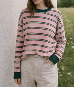 Pink Striped Long Sleeve Sweater