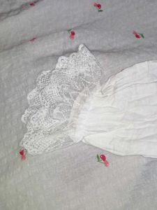 Elegant White Lace Trim Ruffle top