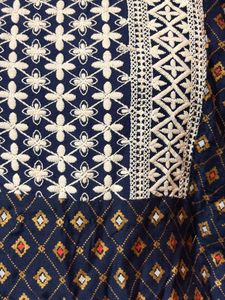 Navy Blue Embroidered Kurta