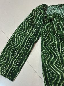 Green Bandhani Print Kurta