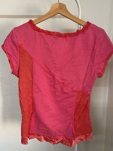 Vibrant Pink &amp; Coral Colorblock Top