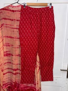 Red Floral Anarkali with Dupatta