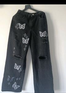 butterfly trendy straight jeans