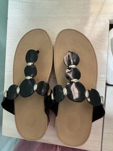 Stylish Black Embellished Flip-Flops