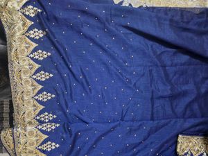 Elegant Blue Embroidered Saree