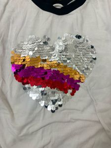 Sparkly Heart Sequin T-Shirt