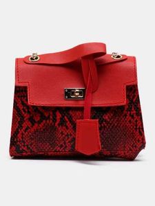 Chic Red Snake Print Mini Bag