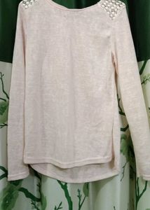 Light Pink Lace Shoulder Top