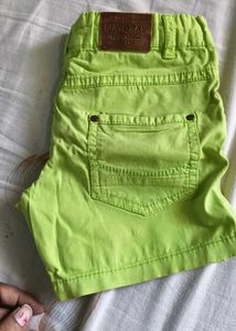 Lime Green Cotton Shorts